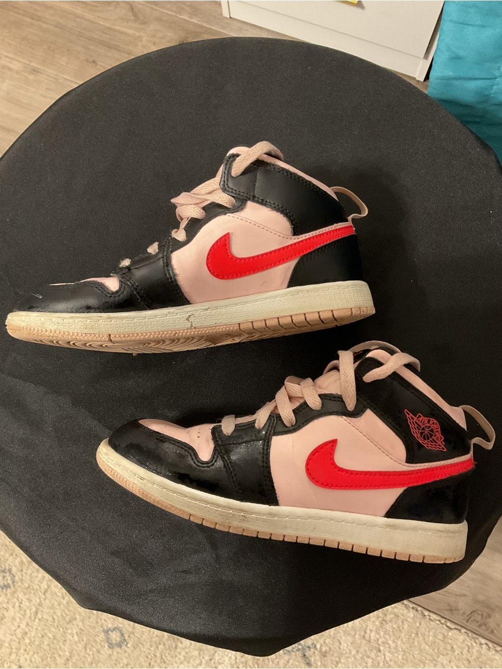 Nike Kids High-Top Sneakers in Pink, Black & Red Swoosh